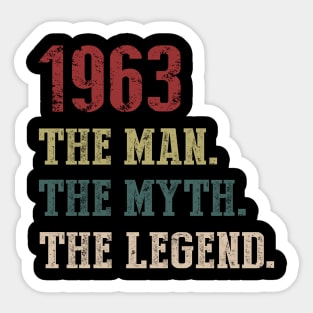 Vintage 1963 The Man The Myth The Legend Gift 57th Birthday Sticker